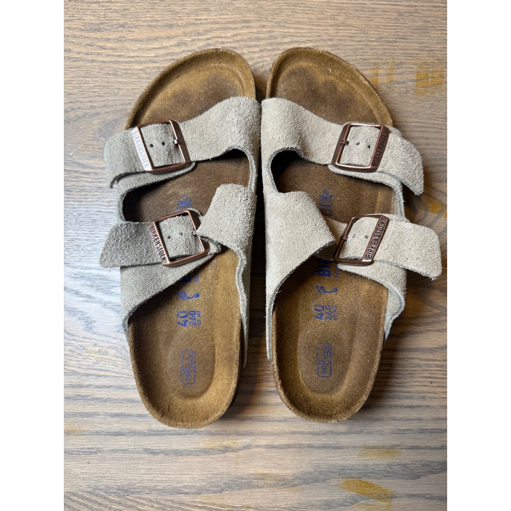 Birkenstock Arizona Soft Footbed Taupe Suede Sandals Sz 9